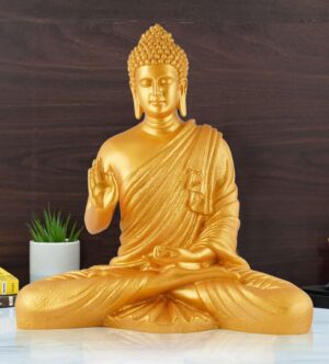 golden resin buddha blessing meditation statue home decor