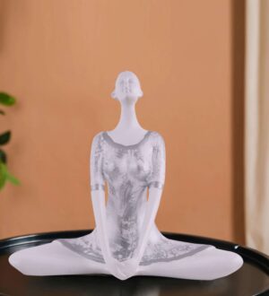 white silver baddha konasana yoga statue for peaceful home decor – Sigma HandiCraft