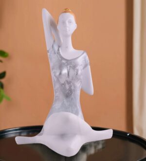white silver seated yoga statue for peaceful home decor – Sigma HandiCraft