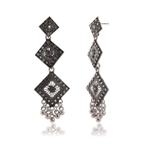 Sigma HandiCraft OXidised Jhumka Set-ER47 | German Silver Chand Baliyan & Jhumkas Earrings for Women | Birthday & Anniversary Gift -AZ838-OX-ER47 - Image 3