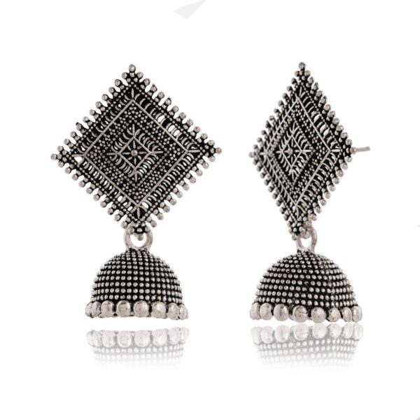 Buy Silver Jhumka Earrings Online at Sigma HandiCraft | ER50 | Elegant, Traditional & Trendy Designs | Jhumka Earrings for Women - Image 4