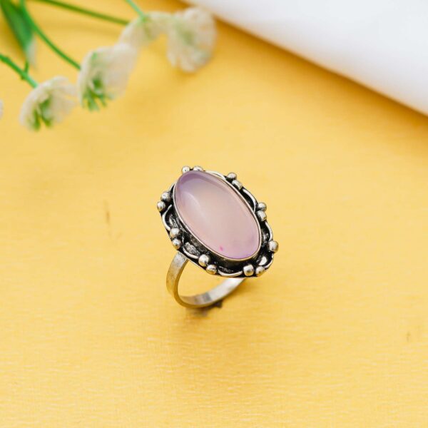 Rose Quartz Gemstone Adjustable Ring
