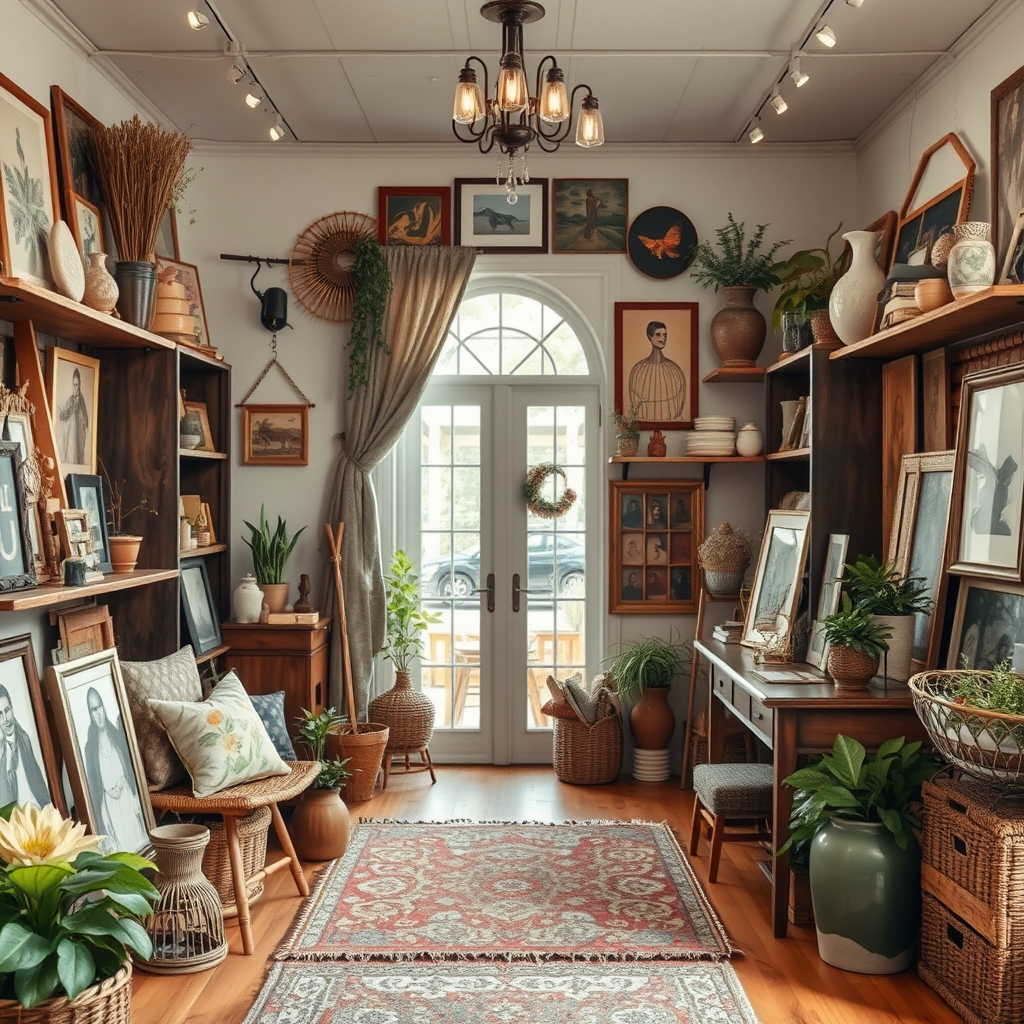 An inviting handmade art studio filled with unique creations, showcasing the beauty and personal touch of custom art pieces compared to mass-produced decor.