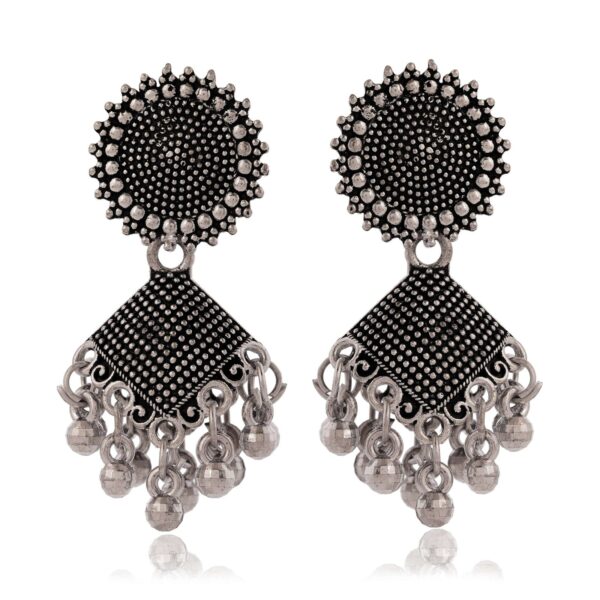 Women's Dot Design Earrings, Indian Hoops, Mandala Hoops Chakra -  Drop Dangles Earrings - Image 3