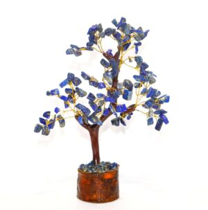 Blue lapis crystal tree with natural gemstone stones for reiki healing decor