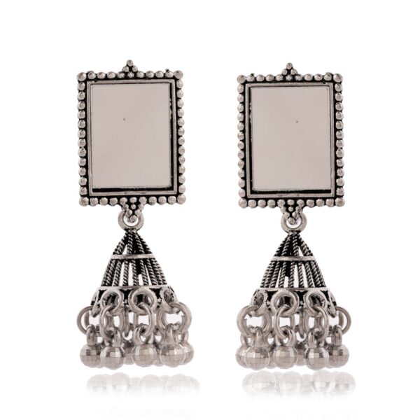 Sigma HandiCraft OXidised Jhumka Set-ER46 | Women Traditional Silver AZ838 | German Silver Chand Baliyan & Jhumkas Earrings for Women | Birthday & Anniversary Gift -AZ838-OX-ER46 - Image 2