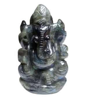 dark grey labradorite ganesha idol natural crystal decor