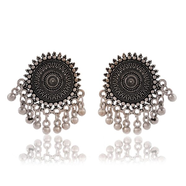 Sigma HandiCraft Oxidised Jewellery ER32-Earrings for Women Traditional Silver AZ838-OXidised Jhumka Set | German Silver Chand Baliyan & Jhumkas Earrings | Birthday & Anniversary Gift -AZ838-OX-ER32 - Image 4