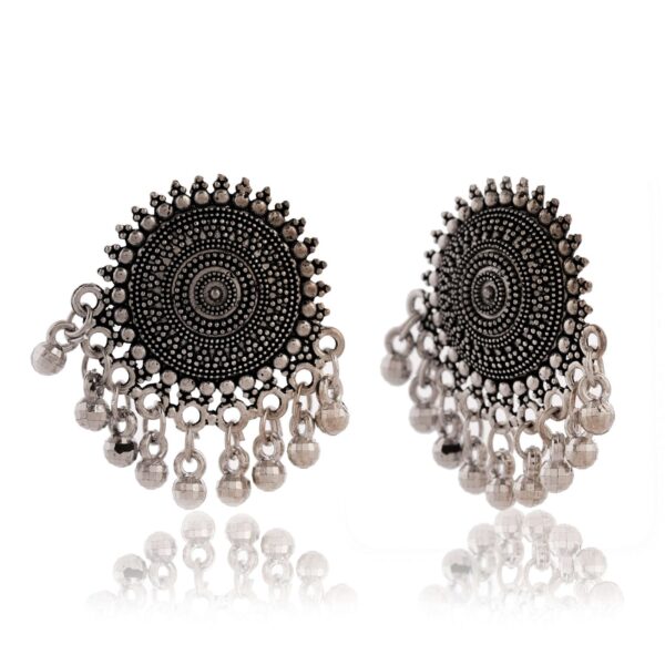 Sigma HandiCraft Oxidised Jewellery ER32-Earrings for Women Traditional Silver AZ838-OXidised Jhumka Set | German Silver Chand Baliyan & Jhumkas Earrings | Birthday & Anniversary Gift -AZ838-OX-ER32 - Image 3