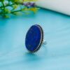 lapis lazuli gemstone adjustable ring oval blue stone
