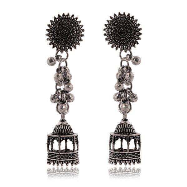 Sigma HandiCraft Oxidised Jewellery ER23 | Women's Indian Bollywood Stylish AZ838-OXidised Drop Dangles Earrings Traditional Ethnic Jhumka/Jhumki Earrings for Women - Image 4