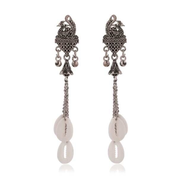 Silver Jhumka Earrings for Women ER37 at Sigma HandiCraft  | Women's Indo Western Teardrop Shaped Party Wear Ethnic Stud Earrings for Women - Image 3