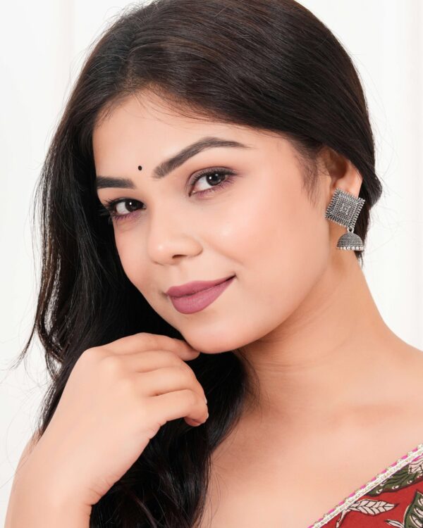 Buy Silver Jhumka Earrings Online at Sigma HandiCraft | ER50 | Elegant, Traditional & Trendy Designs | Jhumka Earrings for Women - Image 3