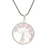 pink rose quartz tree pendant handmade crystal