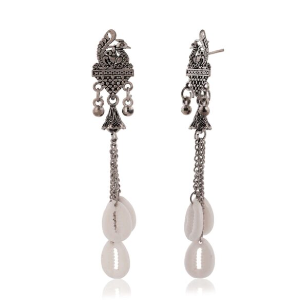 Silver Jhumka Earrings for Women ER37 at Sigma HandiCraft  | Women's Indo Western Teardrop Shaped Party Wear Ethnic Stud Earrings for Women - Image 4