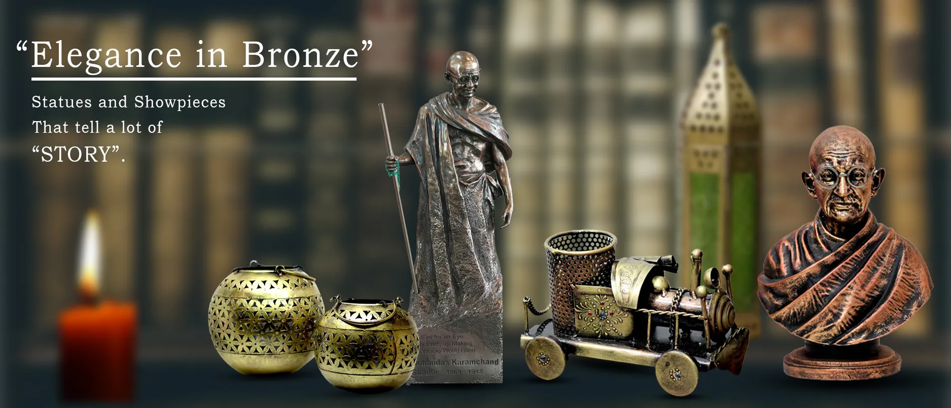 Bronze and resin handicrafts including statues and decorative art pieces