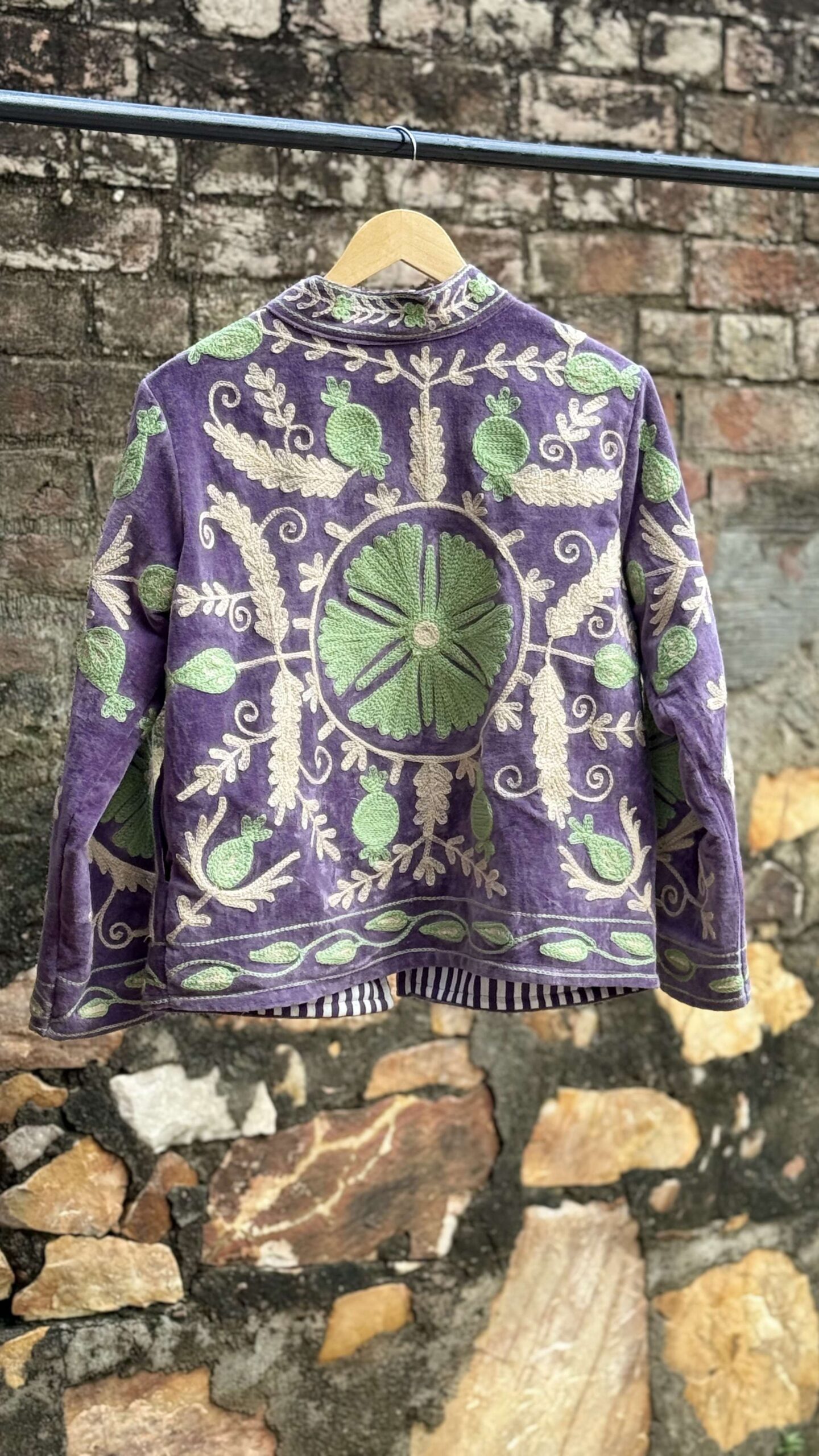 Womens Purple Velvet Embroidered Jacket with Floral Design Handcrafted Art for Home Decor – Sigma HandiCraft