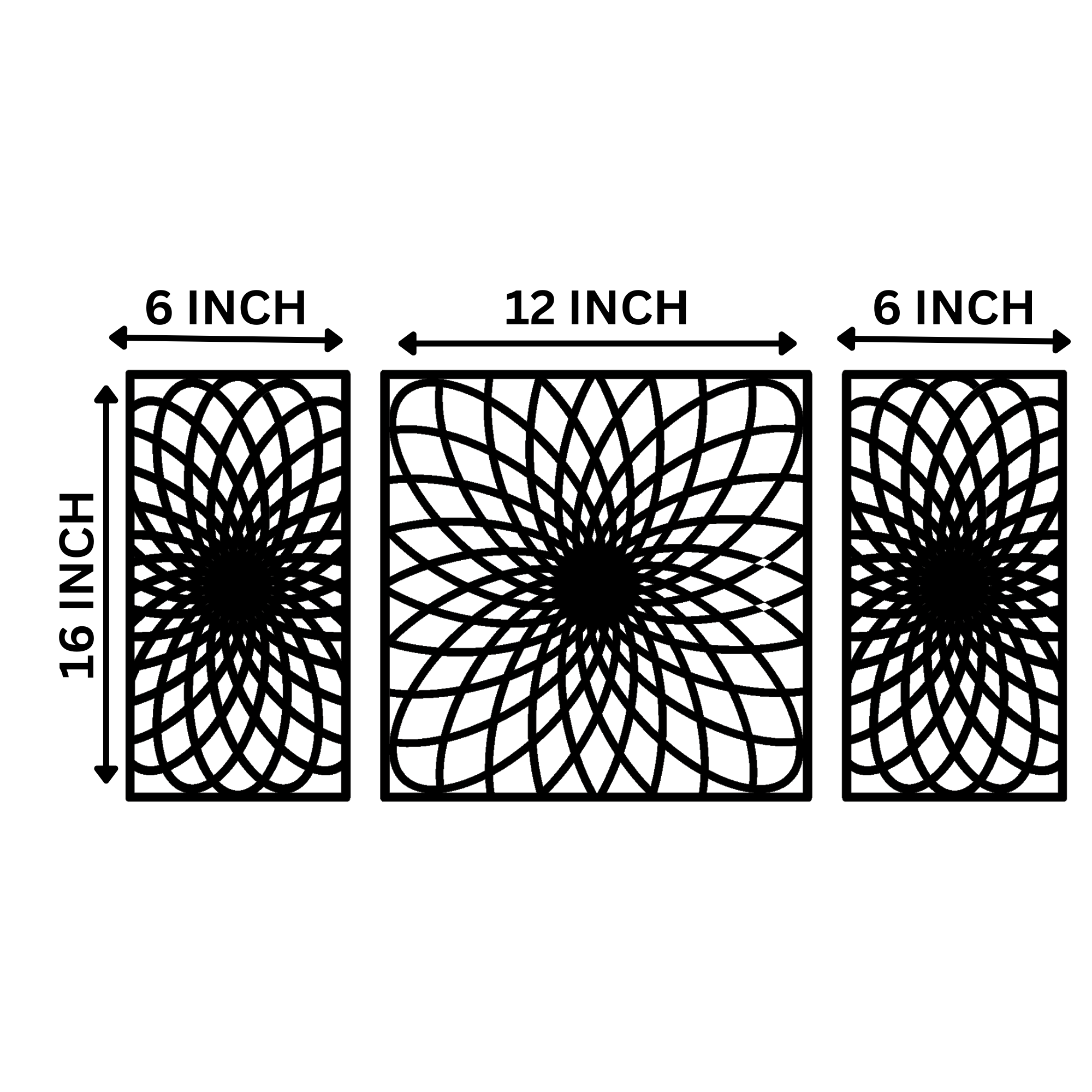 Geometric Triptych Wall Art – 3 Piece Modern Spirograph Set Handcrafted Decor for Home Decor – Sigma HandiCraft