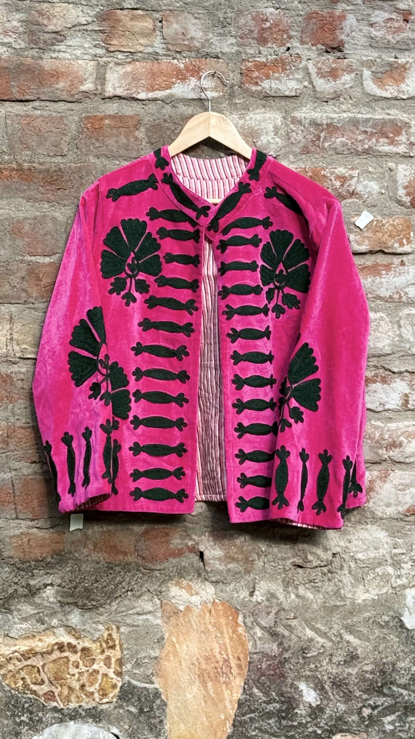Womens Pink Velvet Embroidered Jacket with Floral Design Handcrafted Art for Home Decor – Sigma HandiCraft