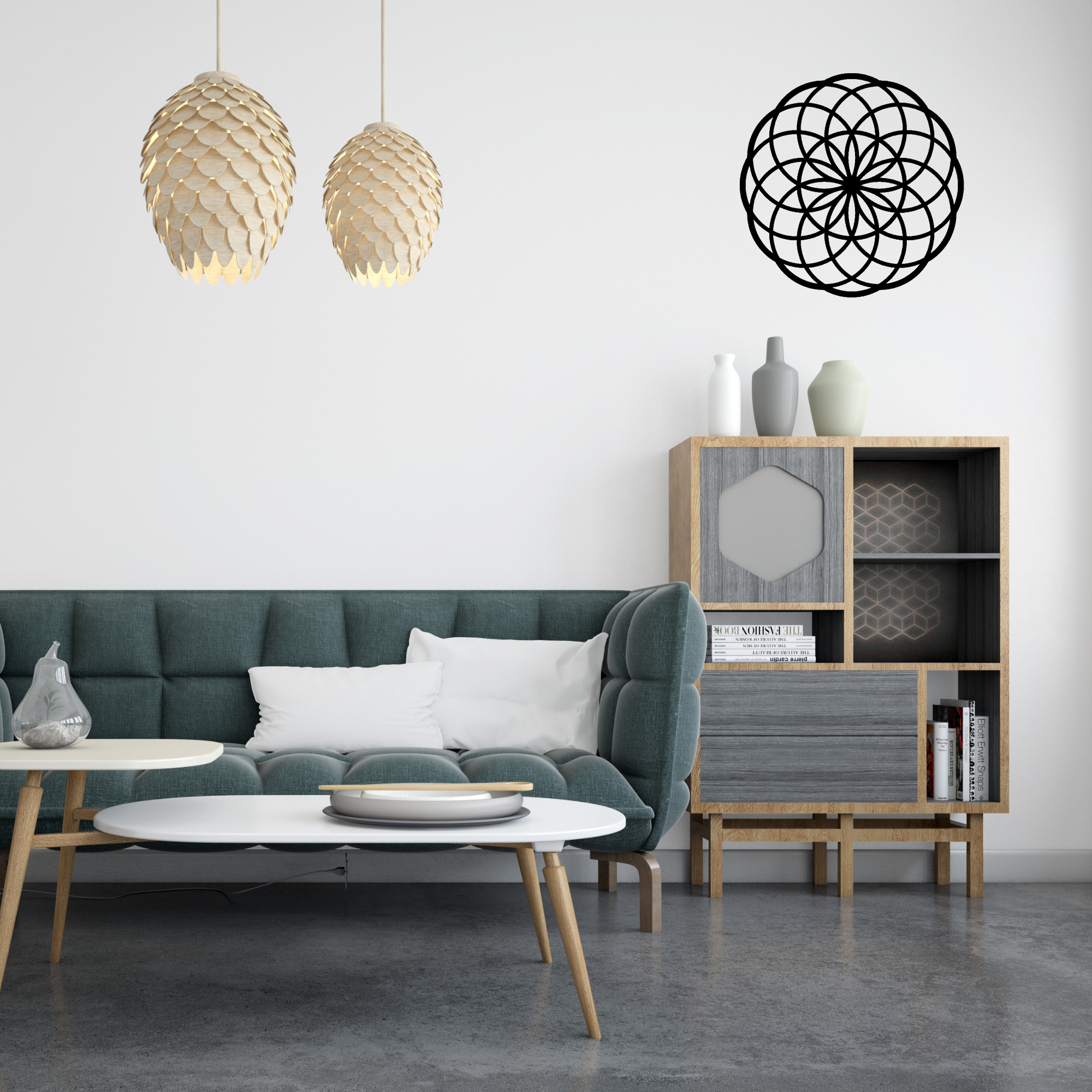 Geometric Circle Wall Art – 3D Overlapping Round Decor Handcrafted Decor for Home Decor – Sigma HandiCraft