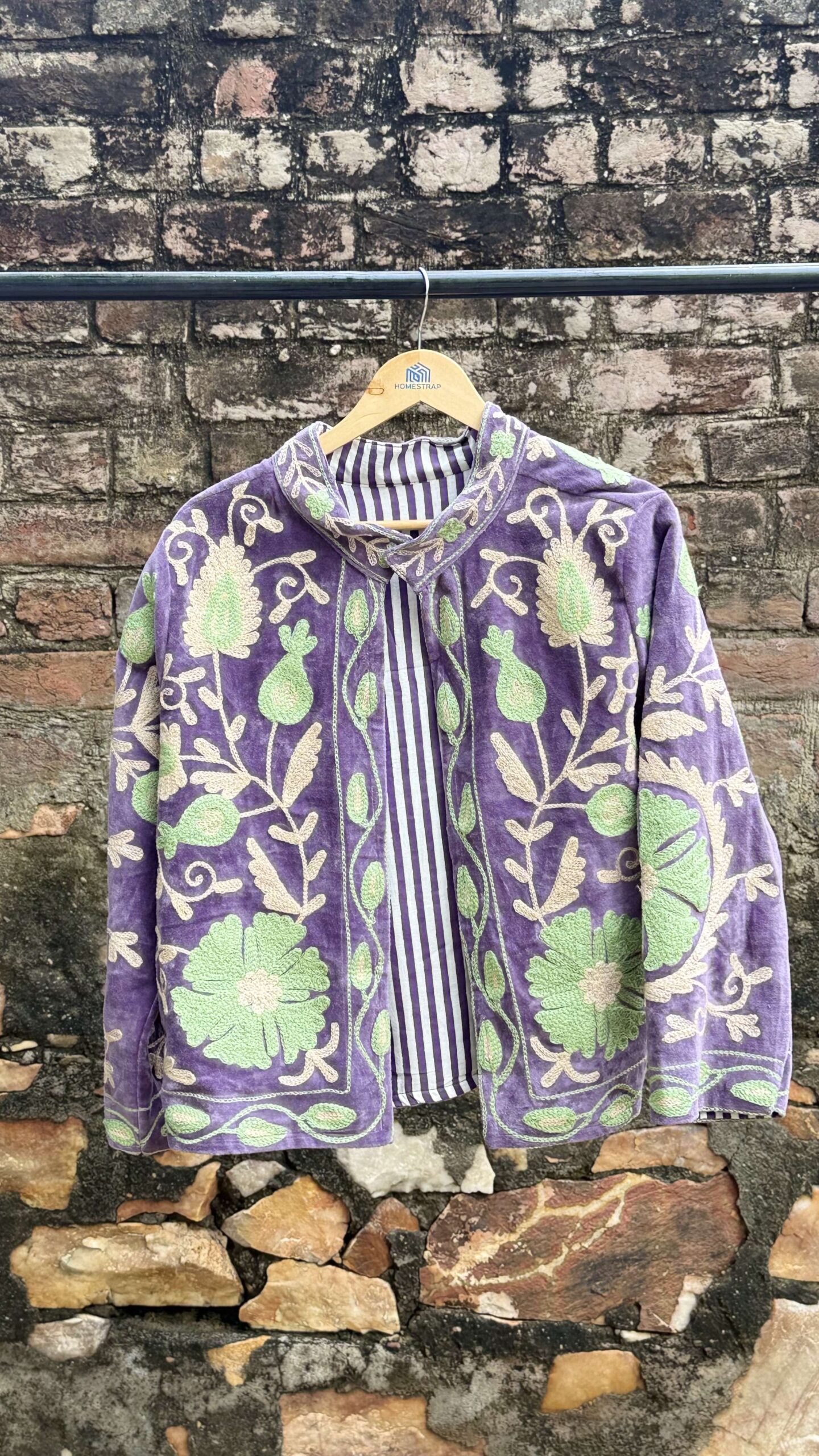 Womens Purple Velvet Embroidered Jacket with Floral Design Handcrafted Art for Home Decor – Sigma HandiCraft
