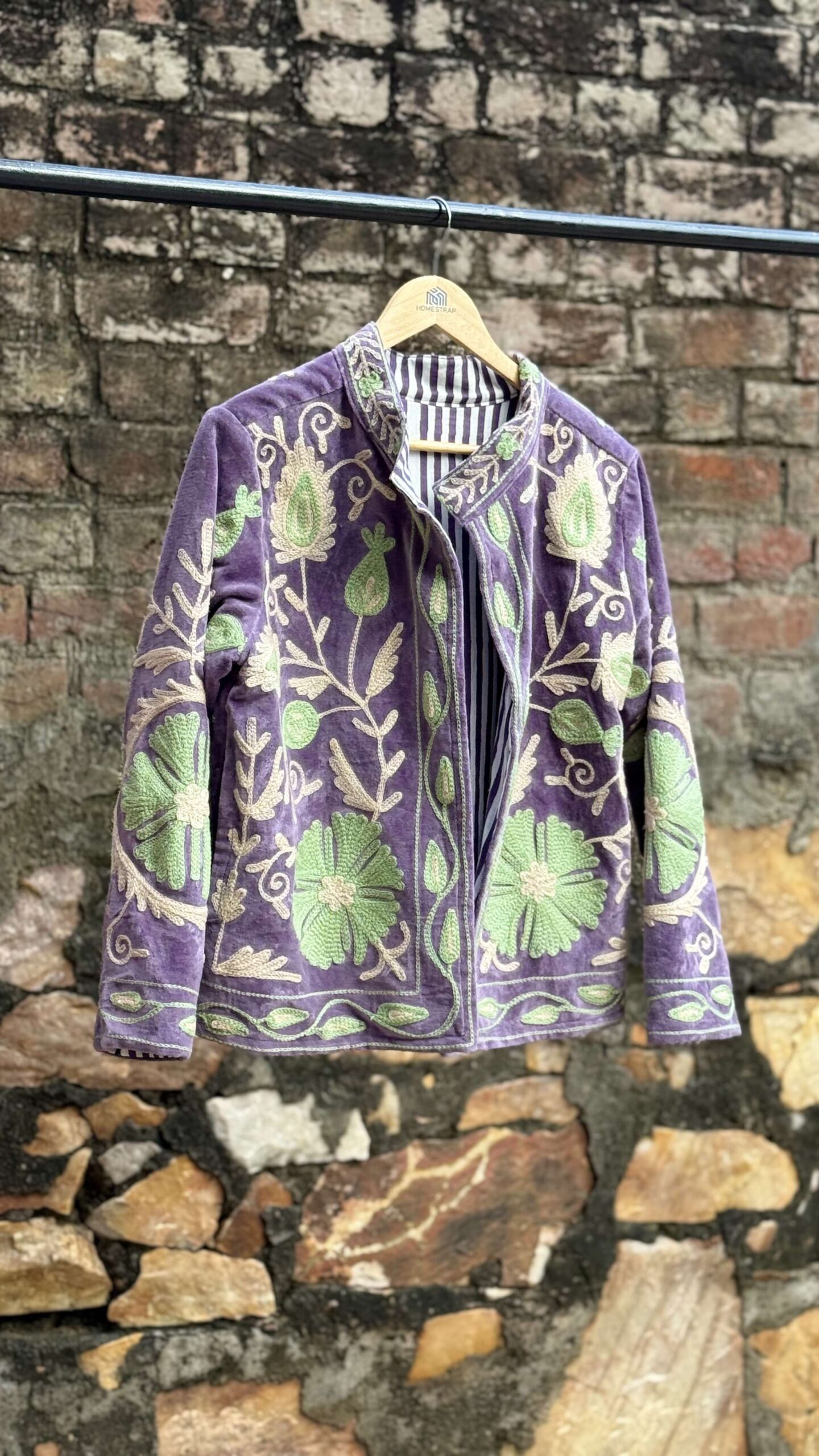 Womens Purple Velvet Embroidered Jacket with Floral Design Handcrafted Art for Home Decor – Sigma HandiCraft
