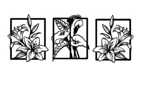 floral mdf wall art set with laser cut flower line art for modern home decor – Sigma HandiCraft