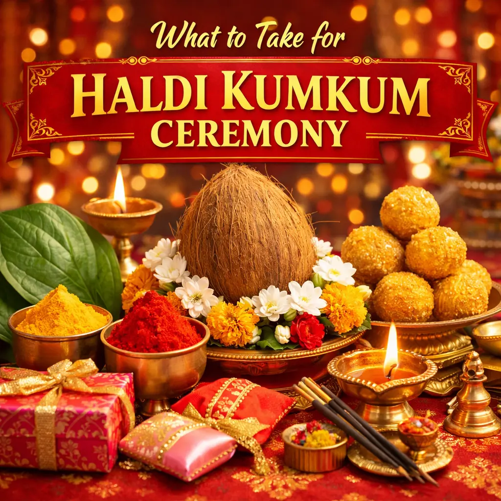 what to take for haldi kumkum ceremony traditional items sweets coconut and gifts