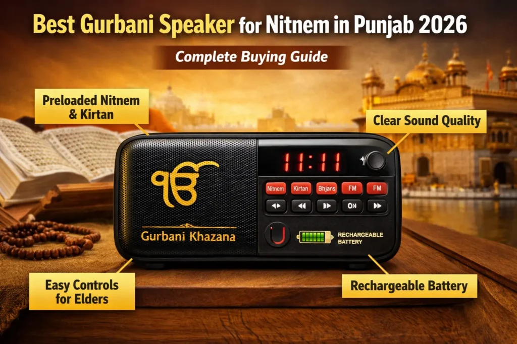 best gurbani speaker for nitnem in punjab 2026 devotional audio player