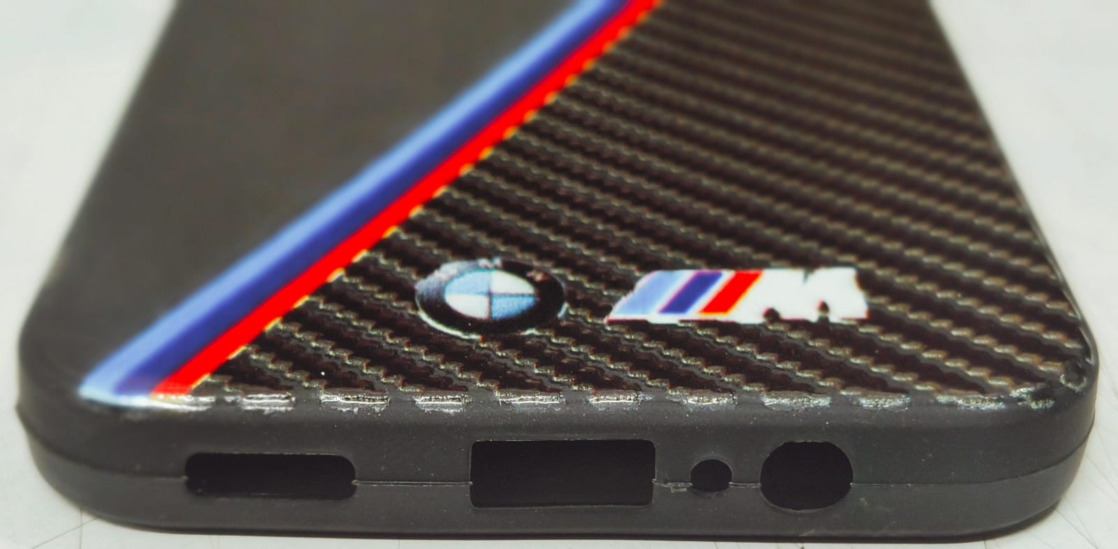 Carbon Fiber Racing Stripe Back Cover for Samsung A14 5G carbon fiber back cover for samsung a14 5g racing stripe bottom view