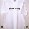 Sigma Nova Premium White T-shirt with high-contrast black text branding on 180 GSM bio-washed pure cotton fabric, professional stitching with a clean minimalist streetwear look.